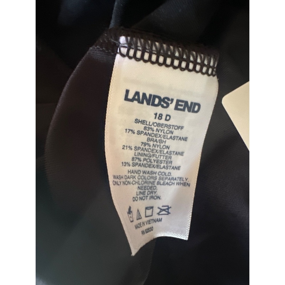 NWT Lands End Black Roushed Swim Tank Tankini‎ Top Size 18D - Picture 6 of 7